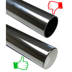 open end of a round closet rod before and after adding an end cap