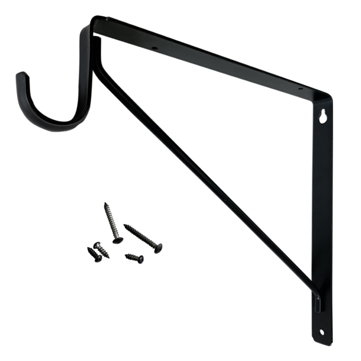 black fixed closet shelf and rod bracket with welded support