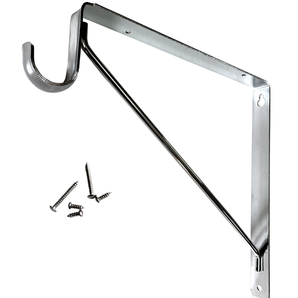 chrome fixed closet shelf and rod bracket with welded support
