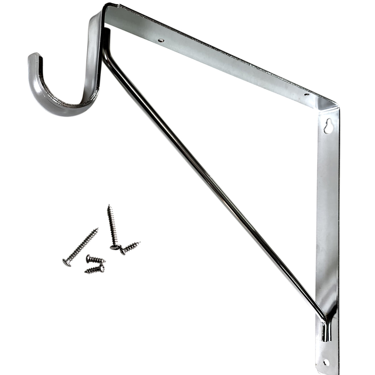 chrome fixed closet shelf and rod bracket with welded support