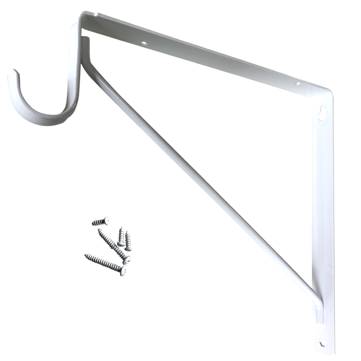 white fixed closet shelf and rod bracket with welded support