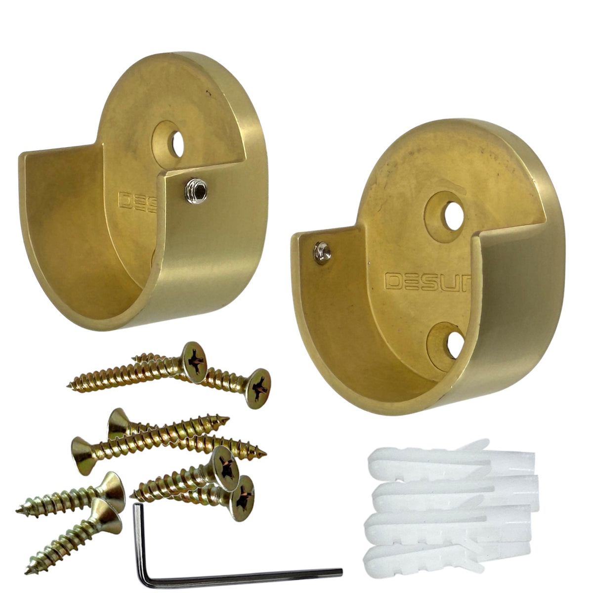 Satin brass screw-on end bracket