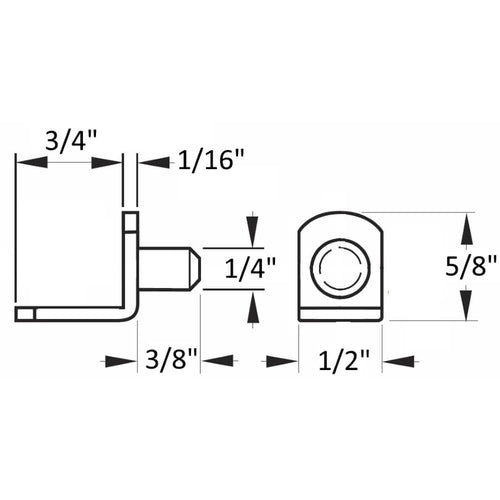 Black 1/4" Bracket Shelf Support Pegs (25 Pack) - specifications