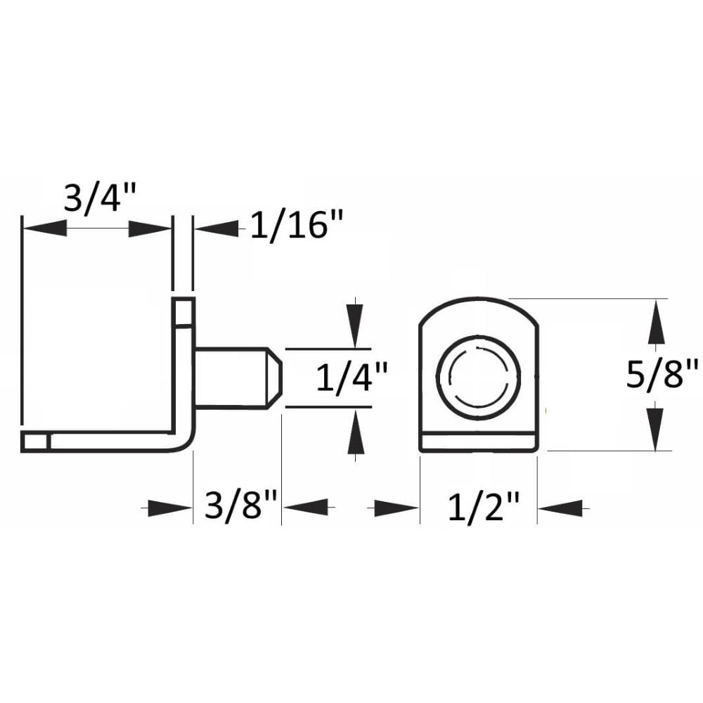 Bronze 1/4" Bracket Shelf Support Pegs (25 Pack) - specifications