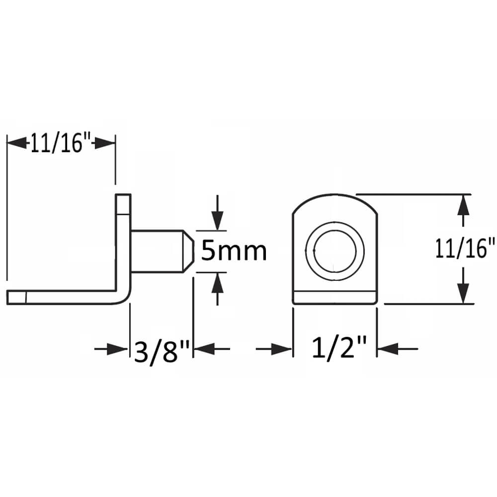 Bronze 5mm Bracket Shelf Support Pegs (25 Pack) - specifications