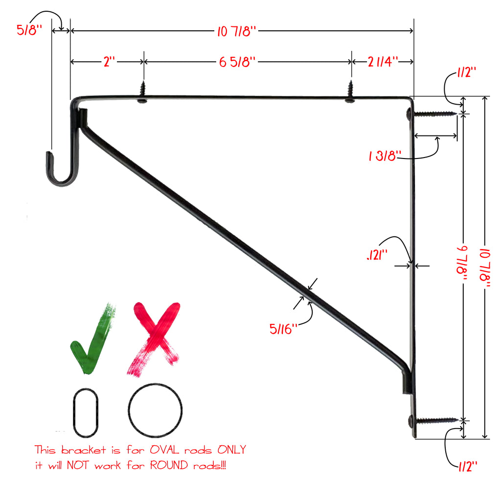 Dimensions of the fixed closet shelf and rod bracket