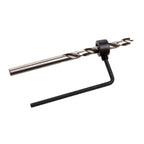 Stop collar set on a 1/4 inch brad point bit for consistent hole depth