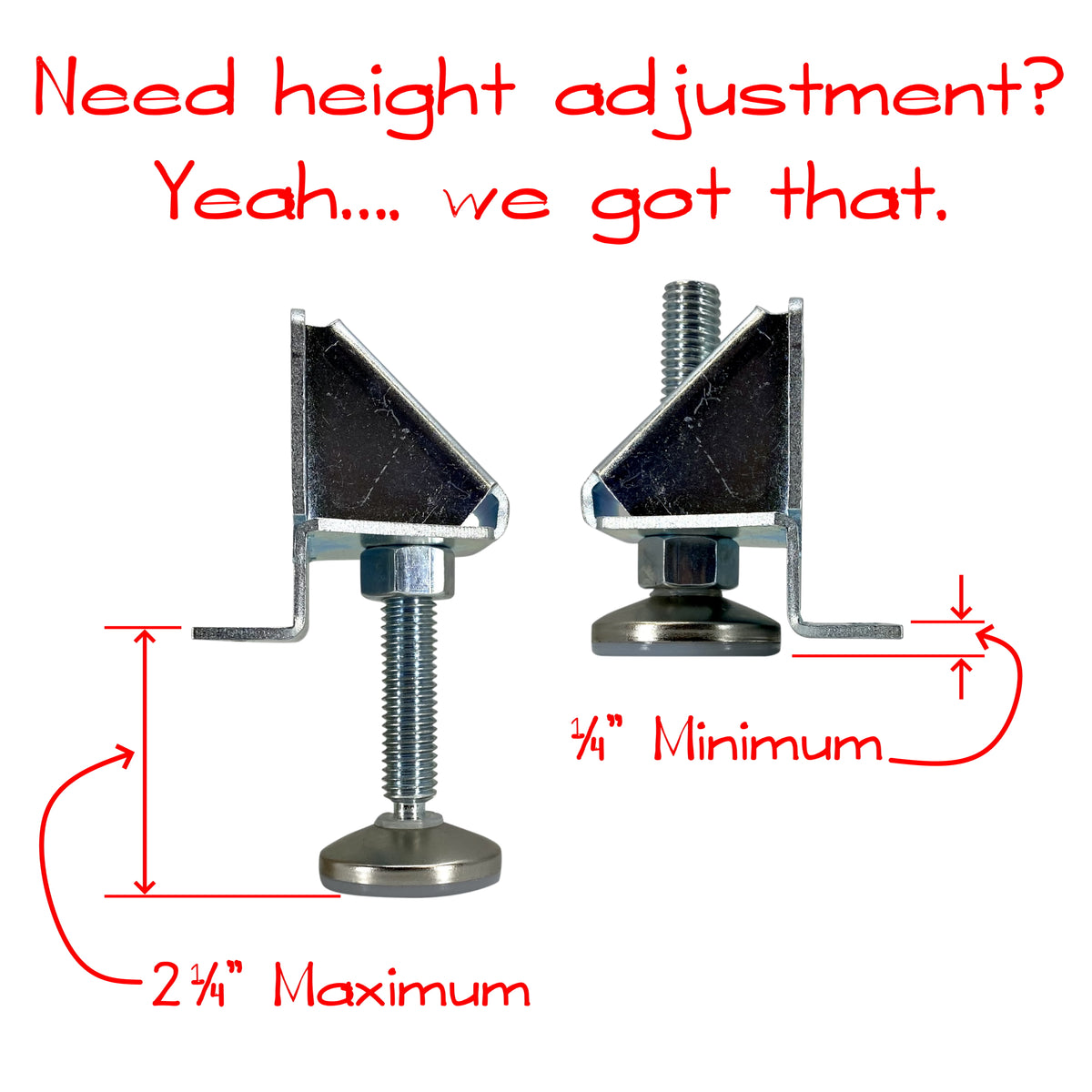 Super duty leveler height adjustment