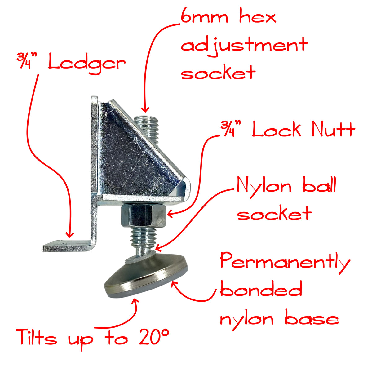 Super duty leveler tilting foot callouts