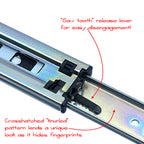 Soft-close drawer slide disengagement lever