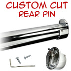 Custom cut chrome round closet rod with rear-pin end supports