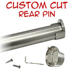Custom cut satin nickel round closet rod with rear-pin end supports