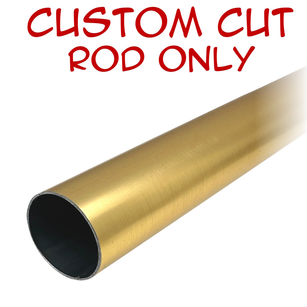 Custom cut satin brass round closet rod only