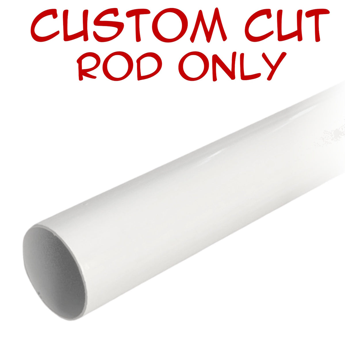 Custom cut gloss white round closet rod only