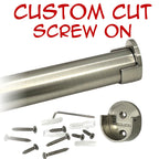 Custom cut satin nickel round closet rod with screw-on brackets