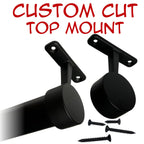 Custom cut black round closet rod with top mount brackets
