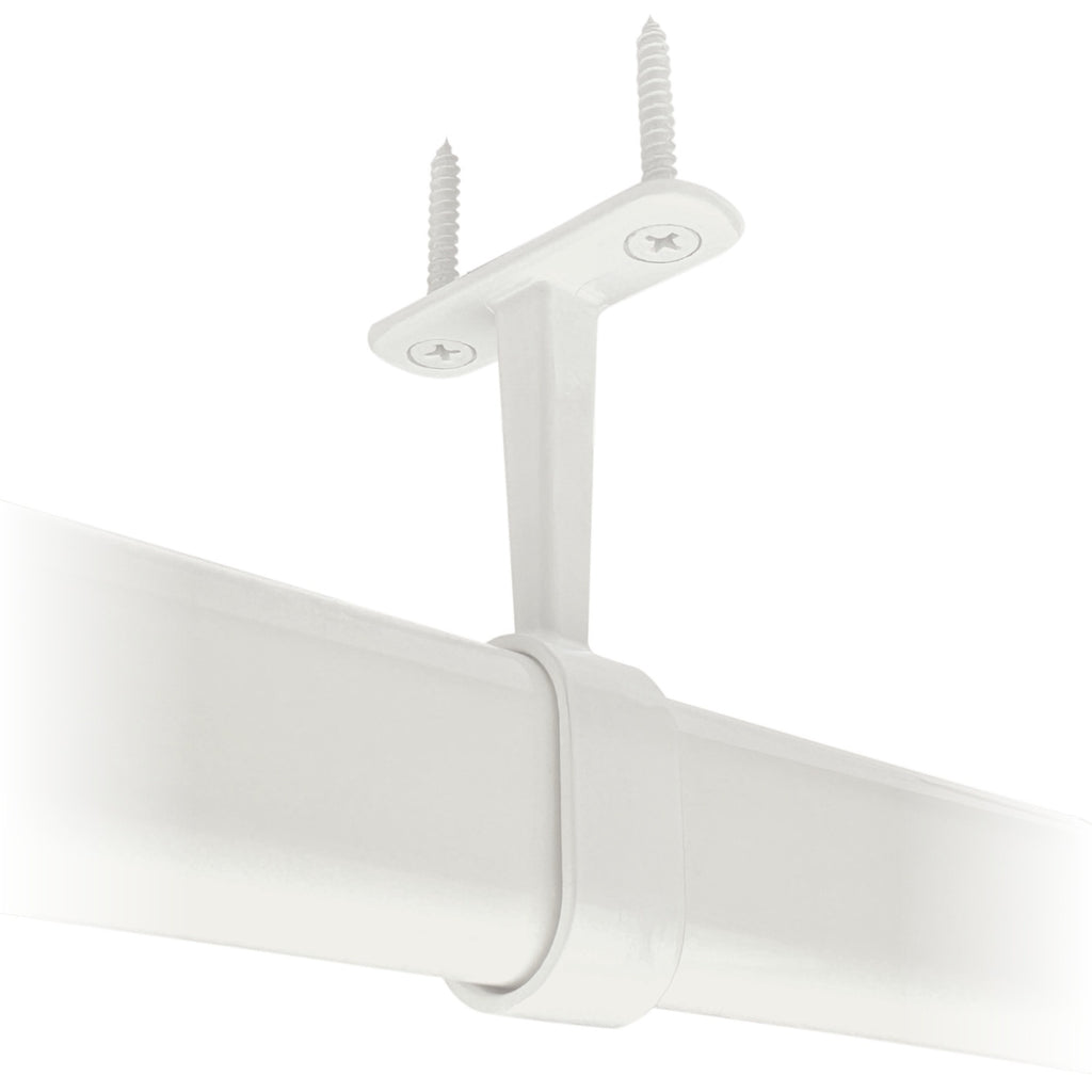 Gloss white oval closet rod mid hanger in use