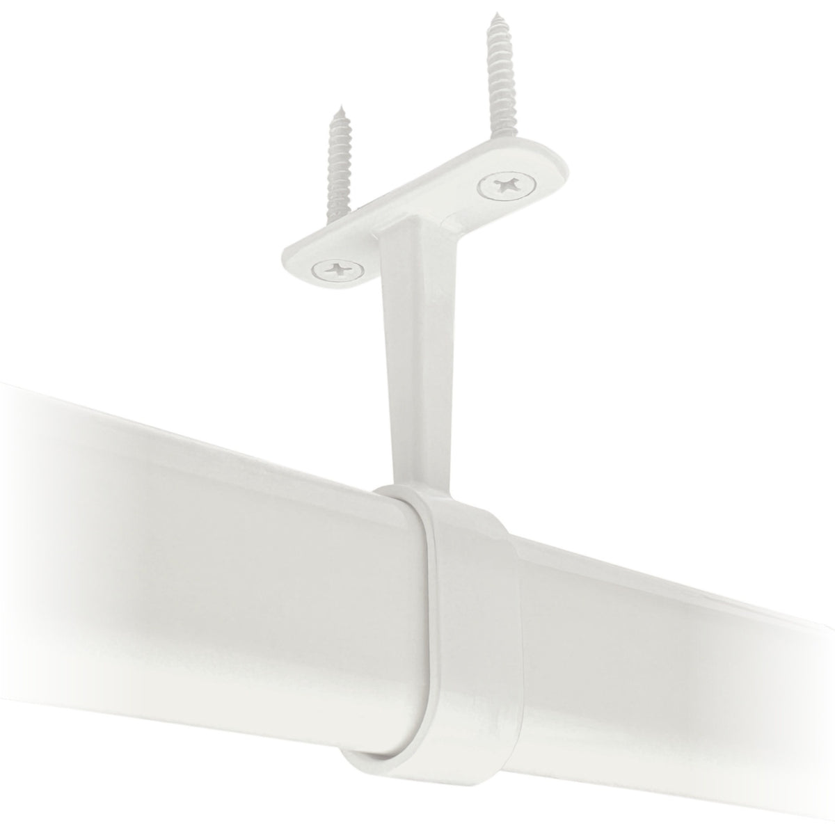 Gloss white oval closet rod mid hanger in use